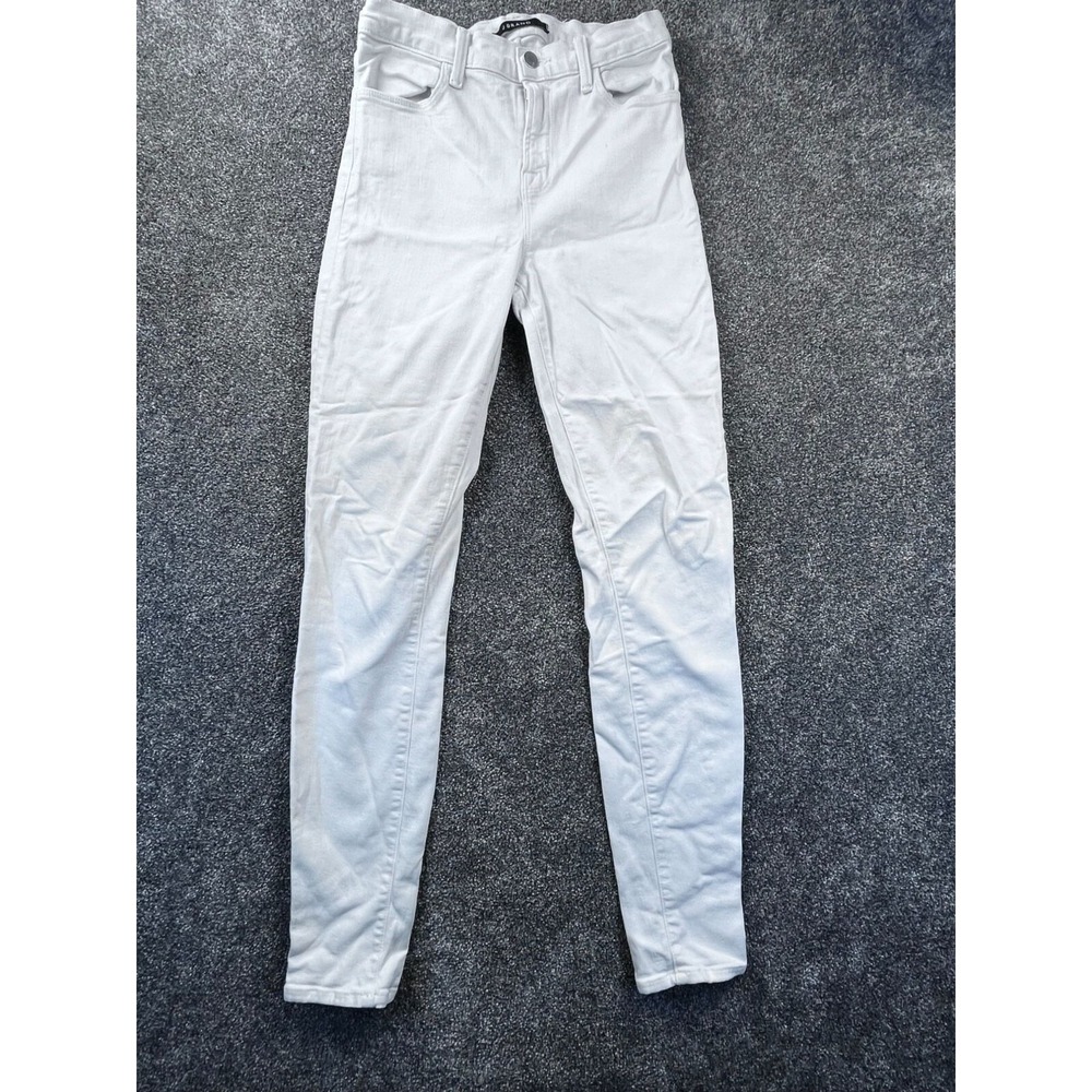 J Brand Womens Maria‎ High-Rise Skinny Jeans White Cotton Blend